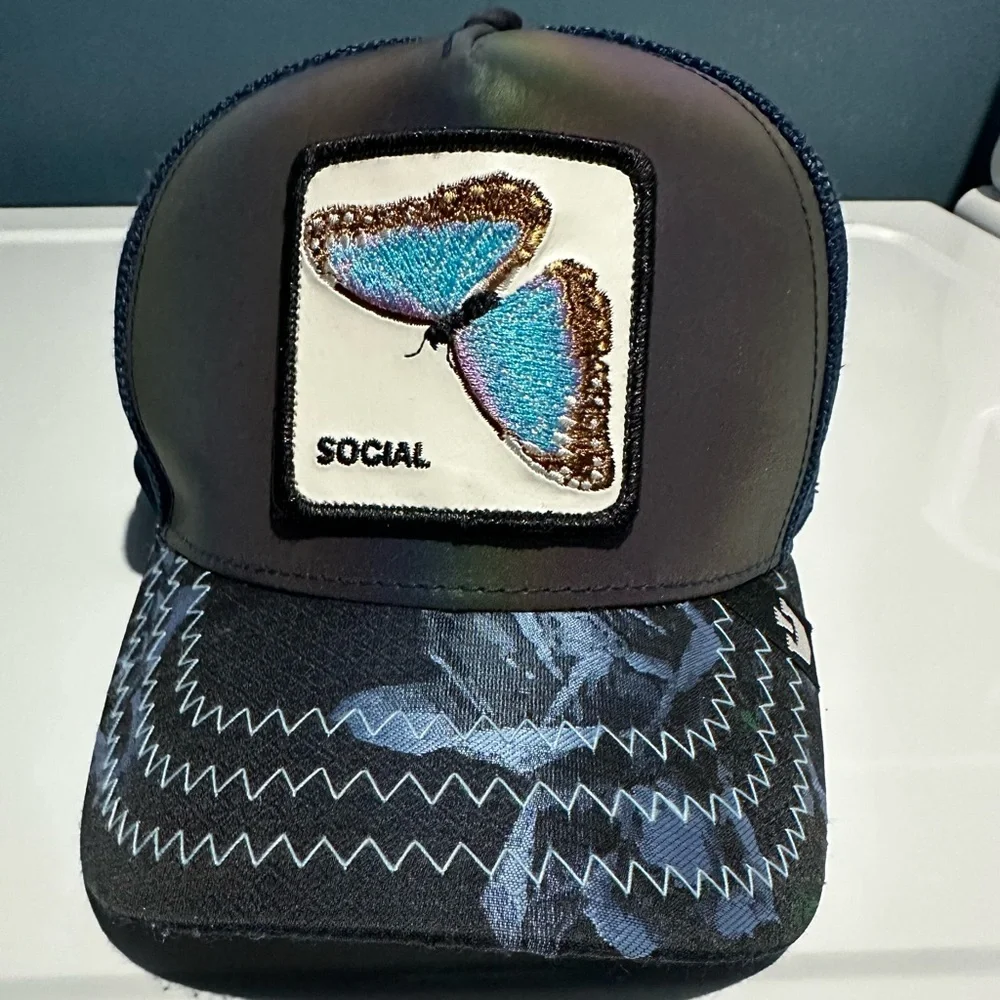 Goorin Bros Trucker Hat Exclusive Social Butterfly Hologram Sticker Tags Labels - Picture 1 of 10
